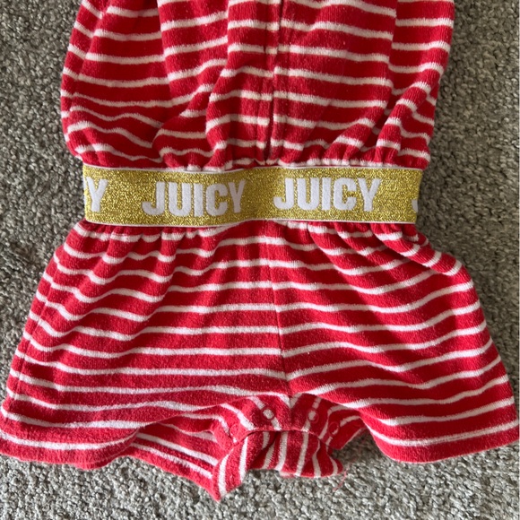 juice couture romper baby girls 18M pink white stripes hooded terry beach casual - Picture 4 of 7
